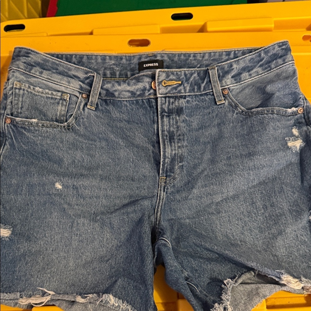 Express Blue Denim Cutoff Shorts